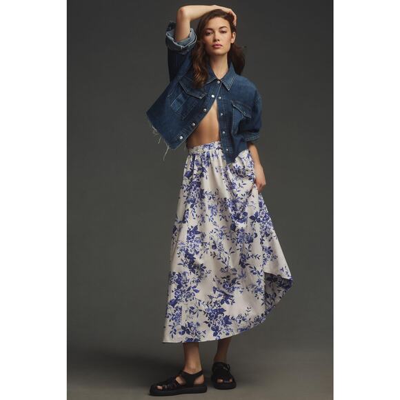 Anthropologie Dresses & Skirts - NWT Anthropologie Maeve Blue Poplin Midi Skirt - Large